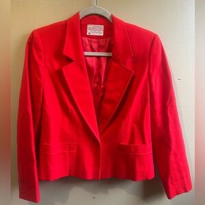 Vintage Pendleton Bright Red Women XS Blazer virgin wool business tailored smart